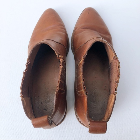 Madewell The Kelci Chelsea Boot Size 7 Cognac Brown Leather Heeled Ankle Booties - Picture 10 of 14